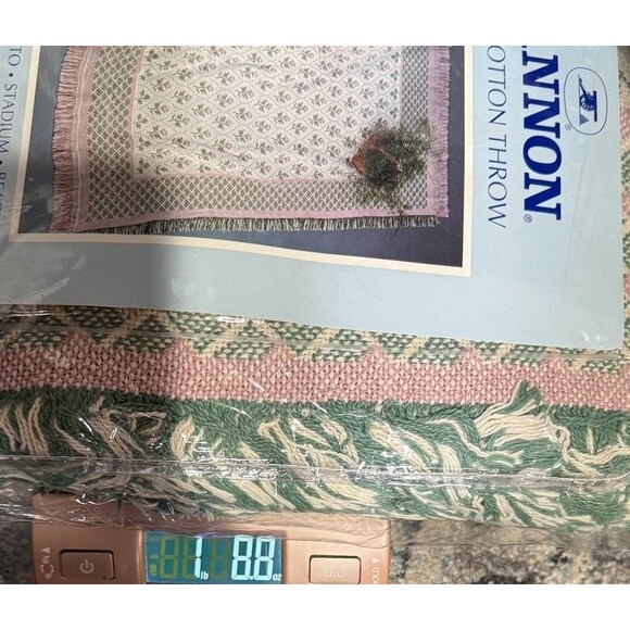 Vtg Cannon Cotton Throw Blanket Cottage Roses NOS Woven Beige Grandma USA - Picture 13 of 14